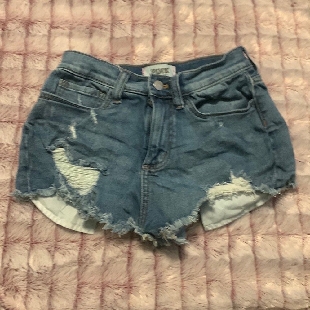 Pink jean shorts size 0